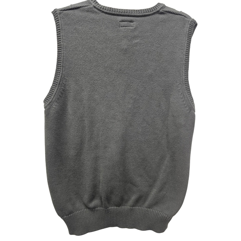 St Johns Bay Mens Medium Gray Cotton Diamond Knit V-Neck Sweater Vest - Picture 2 of 8